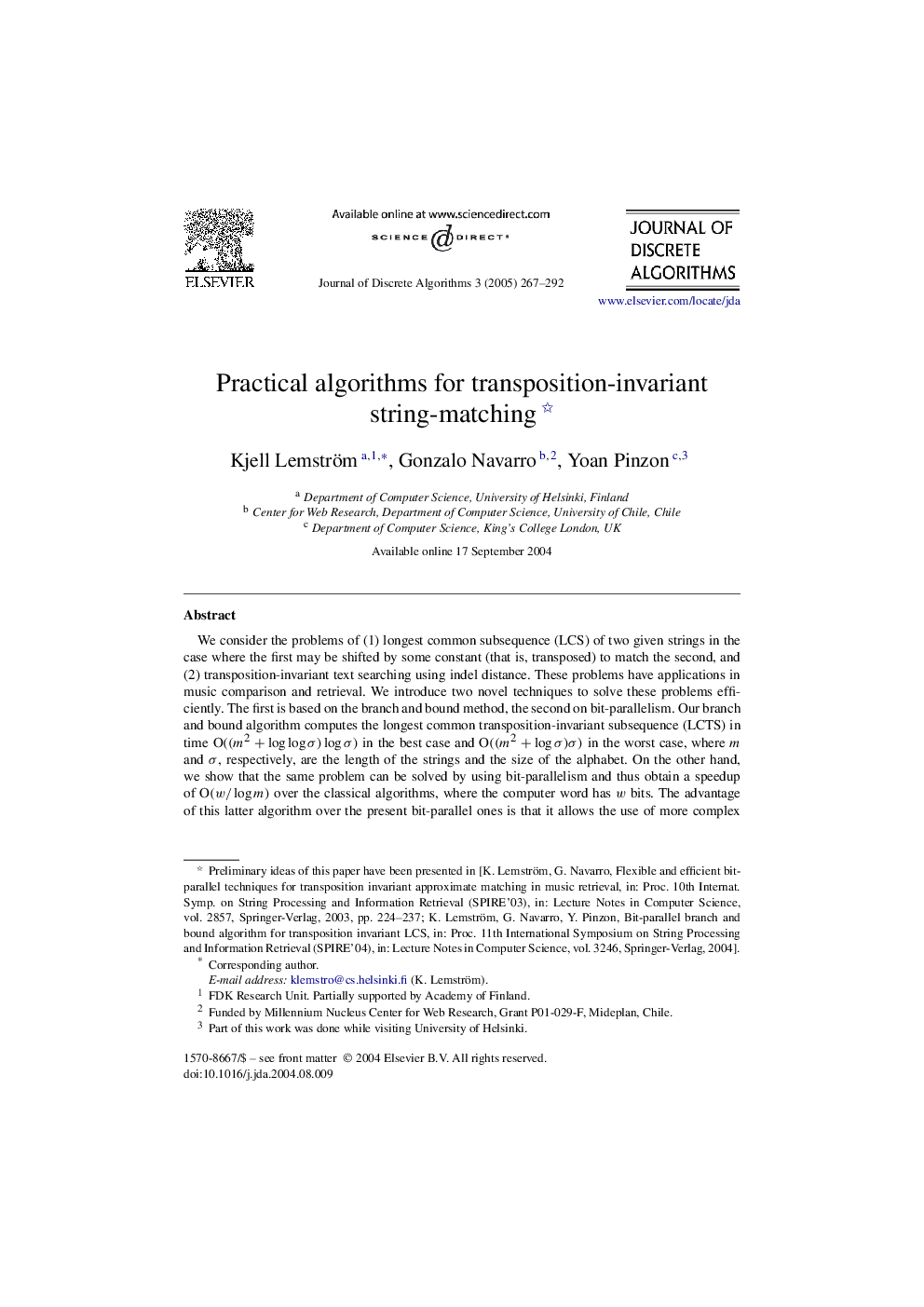 Practical algorithms for transposition-invariant string-matching