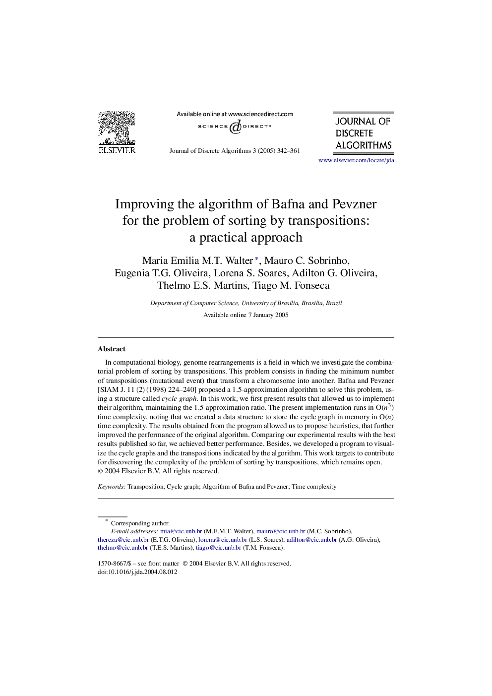 Improving the algorithm of Bafna and Pevzner for the problem of sorting by transpositions: a practical approach