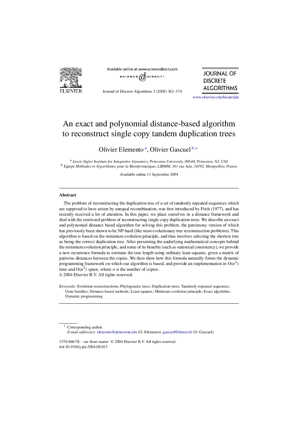 An exact and polynomial distance-based algorithm to reconstruct single copy tandem duplication trees