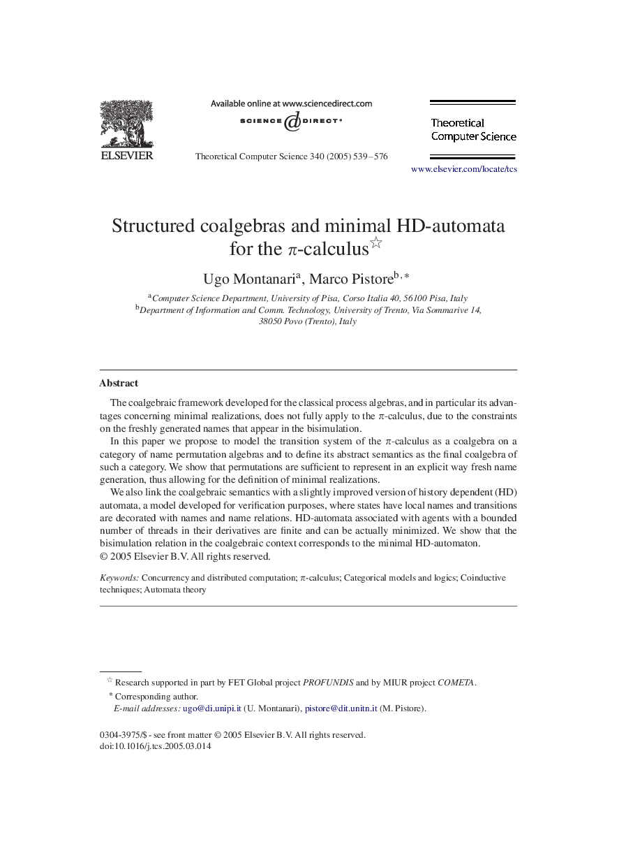 Structured coalgebras and minimal HD-automata for the Ï-calculus