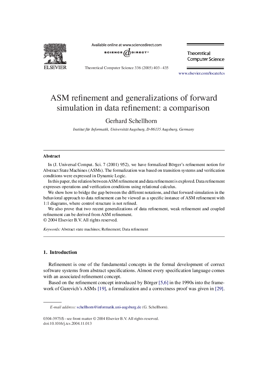 ASM refinement and generalizations of forward simulation in data refinement: a comparison