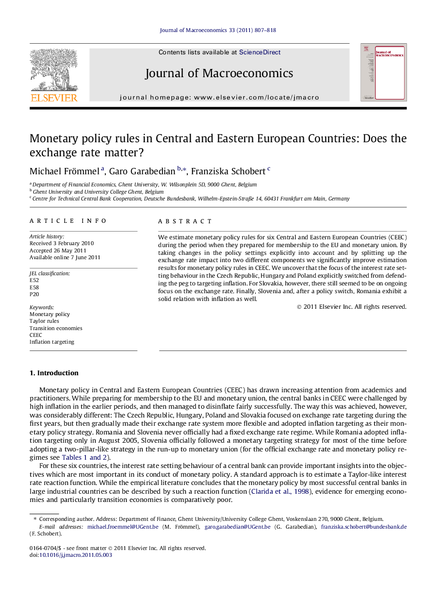 Monetary policy rules in Central and Eastern European Countries: Does the exchange rate matter?