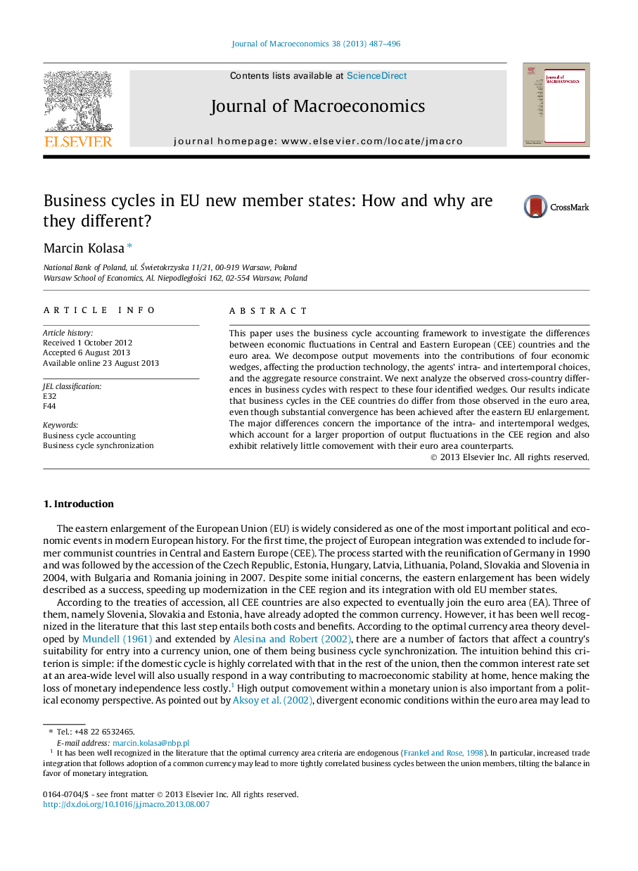 Business cycles in EU new member states: How and why are they different?