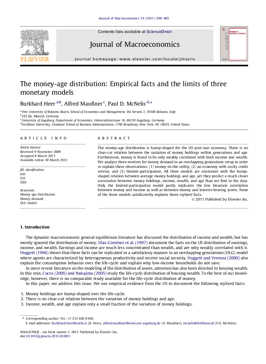 The money-age distribution: Empirical facts and the limits of three monetary models