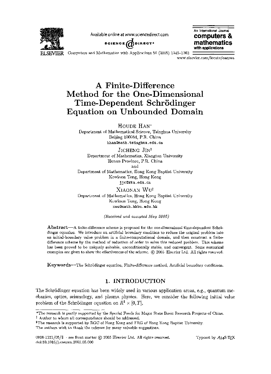 A finite-difference method for the one-dimensional time-dependent schrödinger equation on unbounded domain