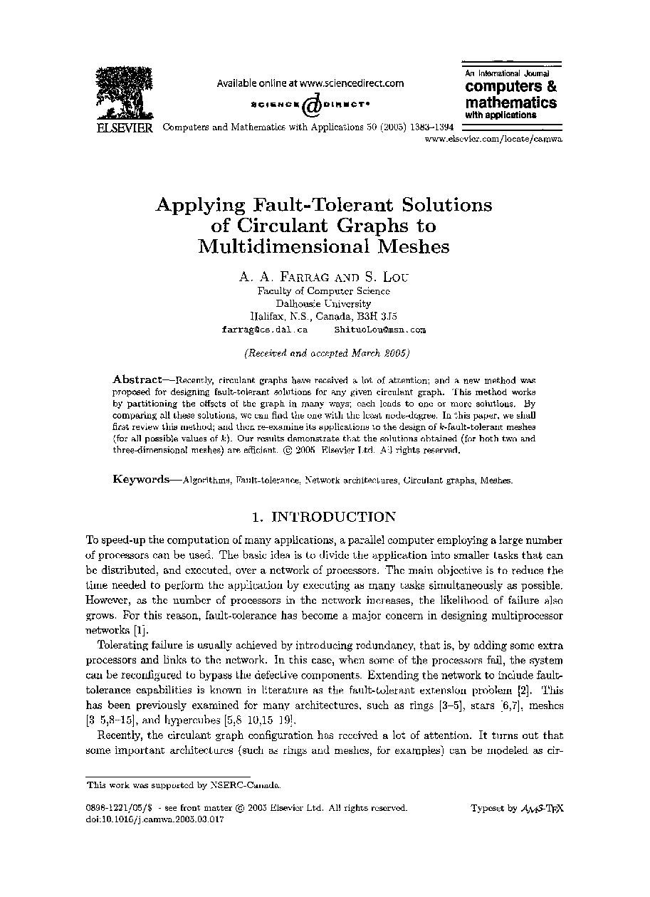 Applying fault-tolerant solutions of circulant graphs to multidimensional meshes