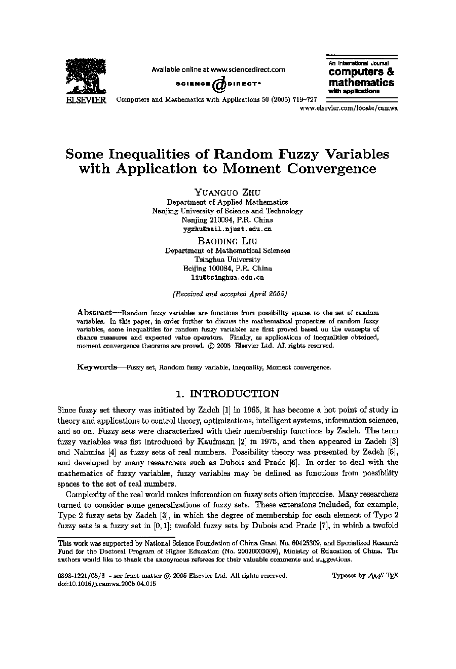 Some inequalities of random fuzzy variableswith application to moment convergence