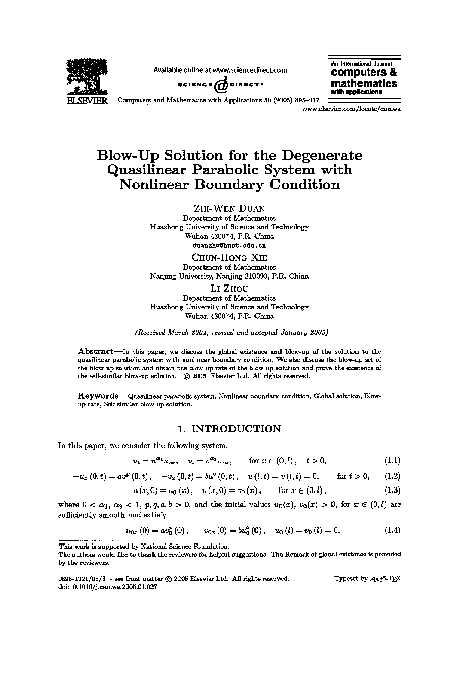 Blow-up solution for the degeneratequasilinear parabolic system with nonlinear boundary condition