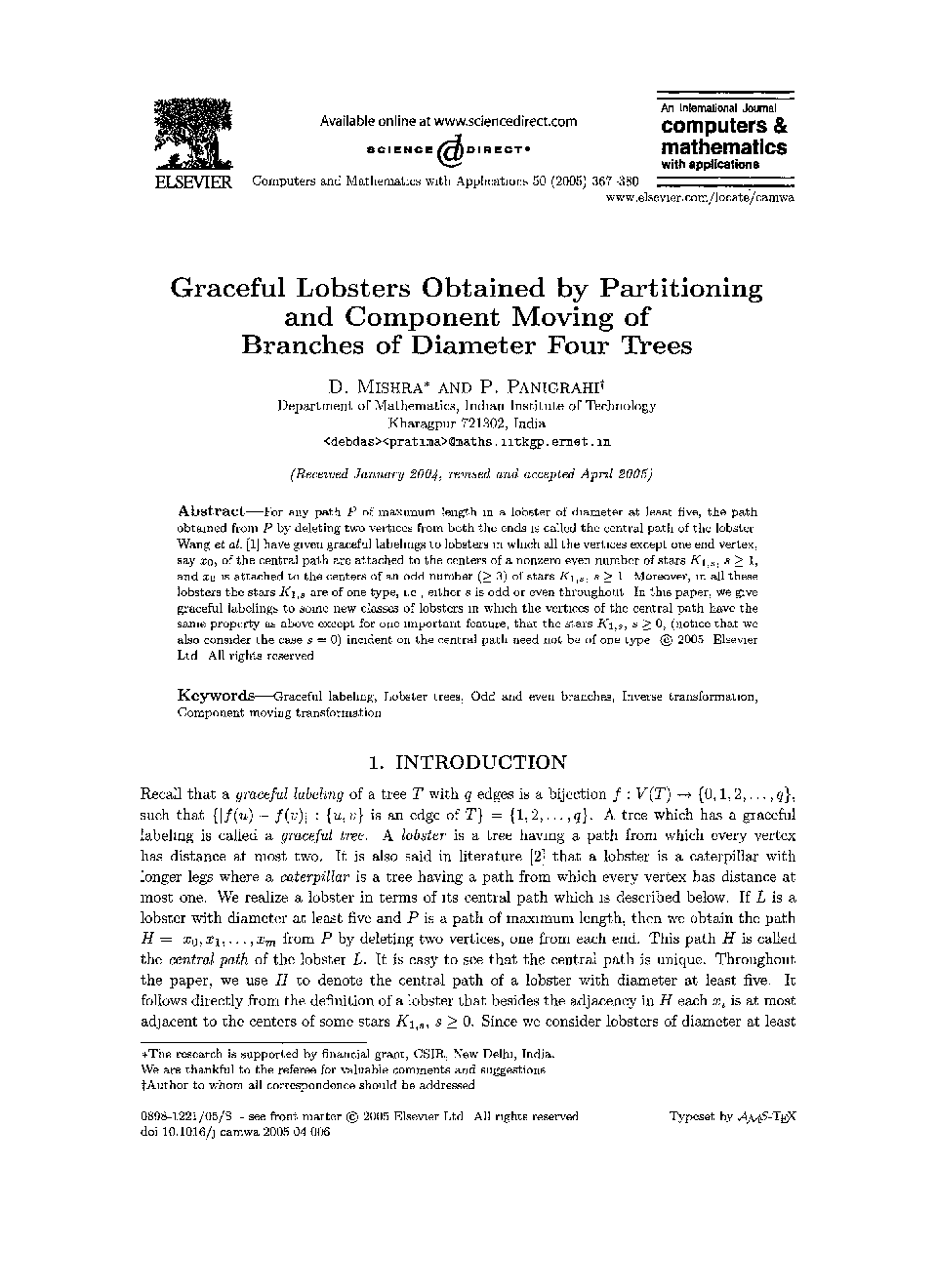 Graceful lobsters obtained by partitioning and component moving of branches of diameter four trees