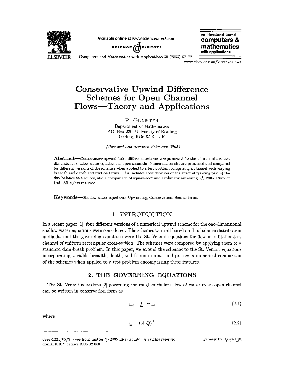 Conservative upwind difference schemes for open channel flows-theory and applications