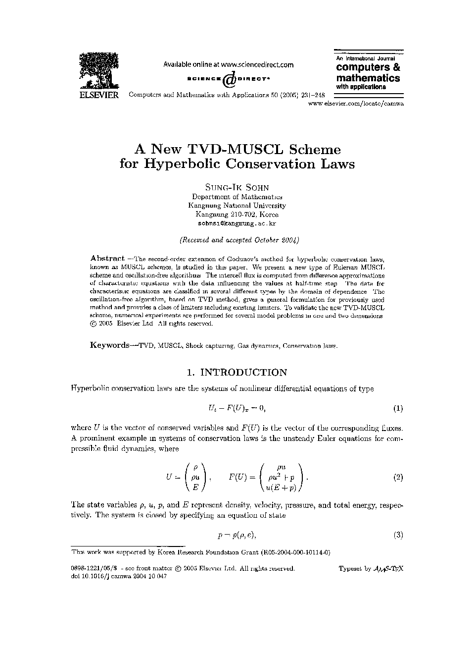 A new TVD-MUSCL scheme for hyperbolic conservation laws