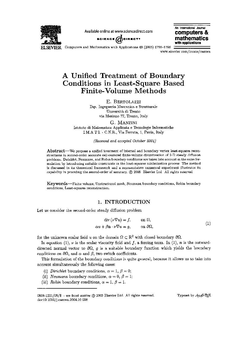 A unified treatment of boundary conditions in least-square based finite-volume methods