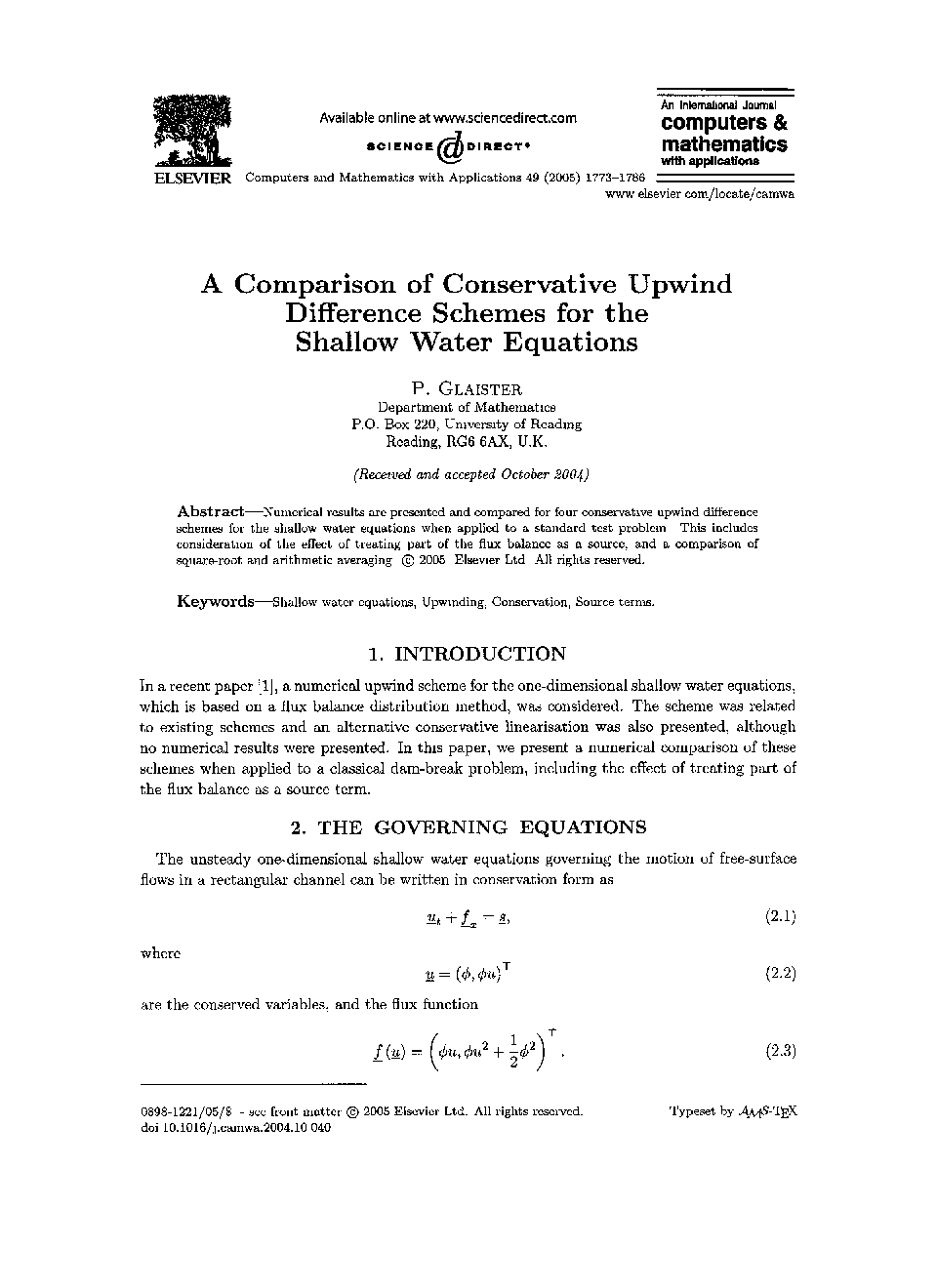 A comparison of conservative upwind difference schemes for the shallow water equations