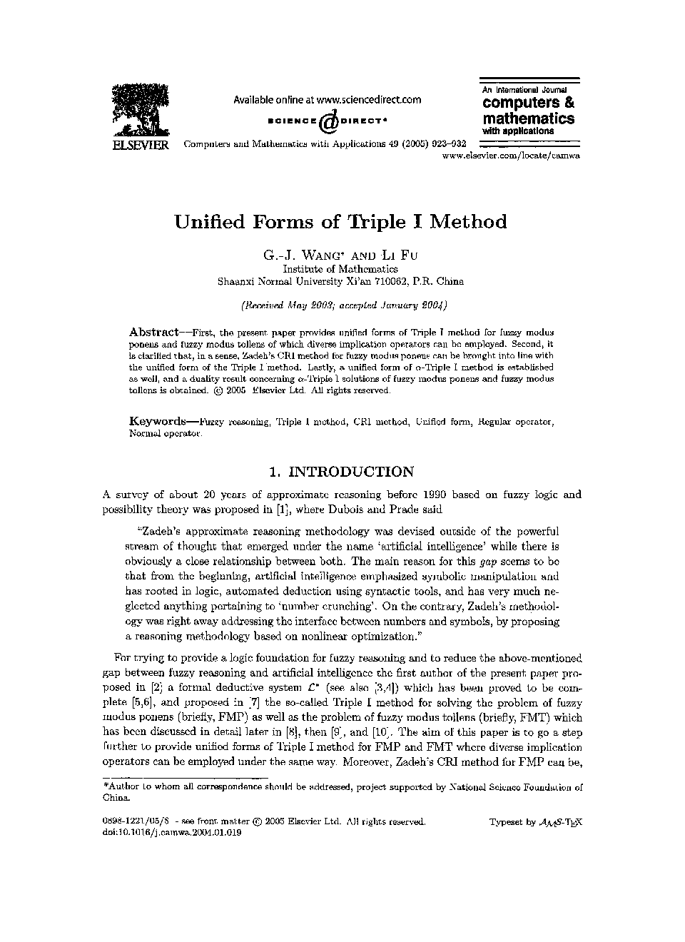 Unified forms of Triple I method