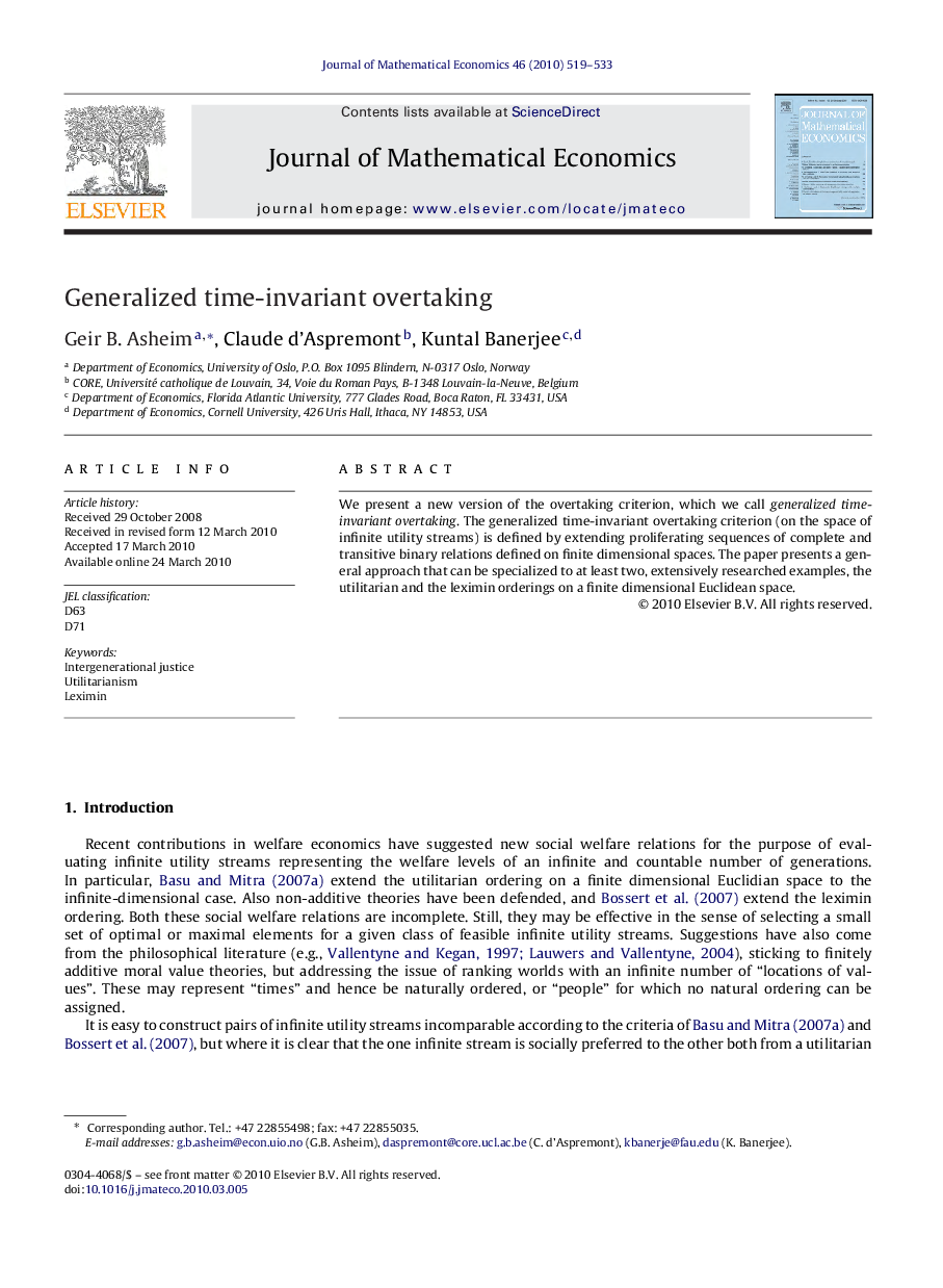 Generalized time-invariant overtaking