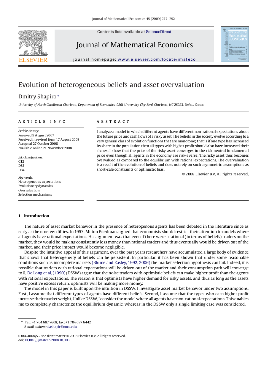 Evolution of heterogeneous beliefs and asset overvaluation