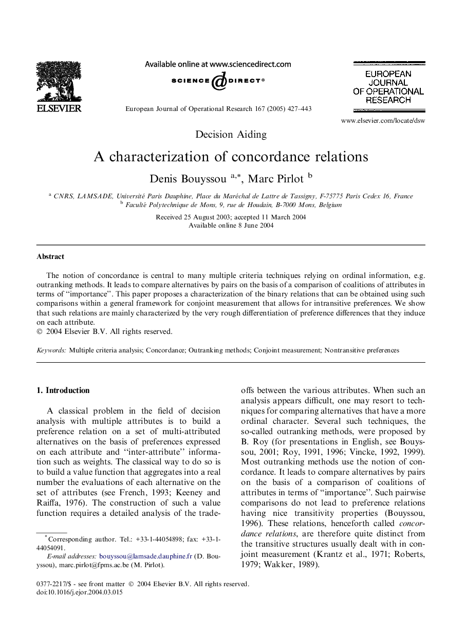 A characterization of concordance relations