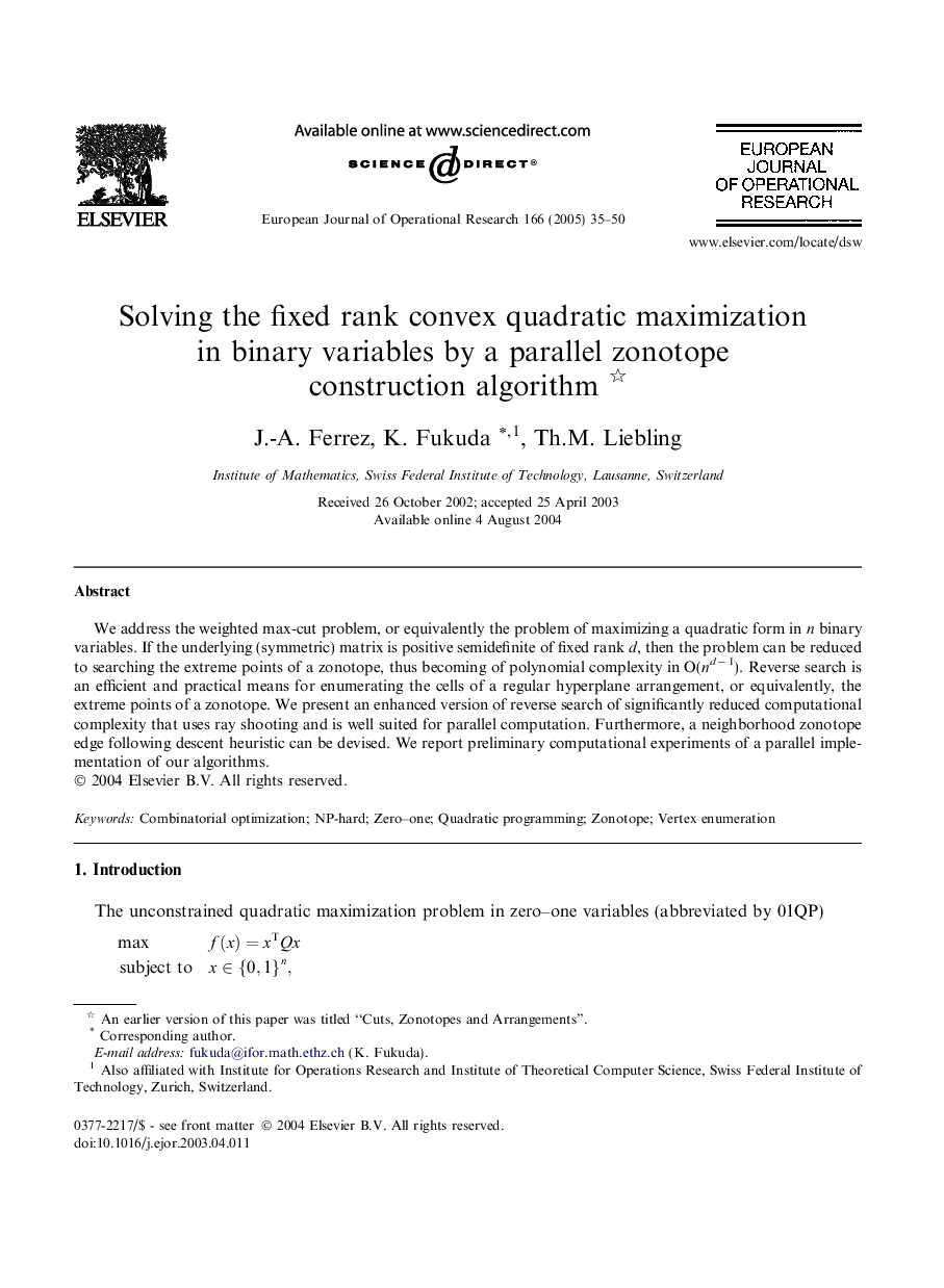 Solving the fixed rank convex quadratic maximization in binary variables by a parallel zonotope construction algorithm