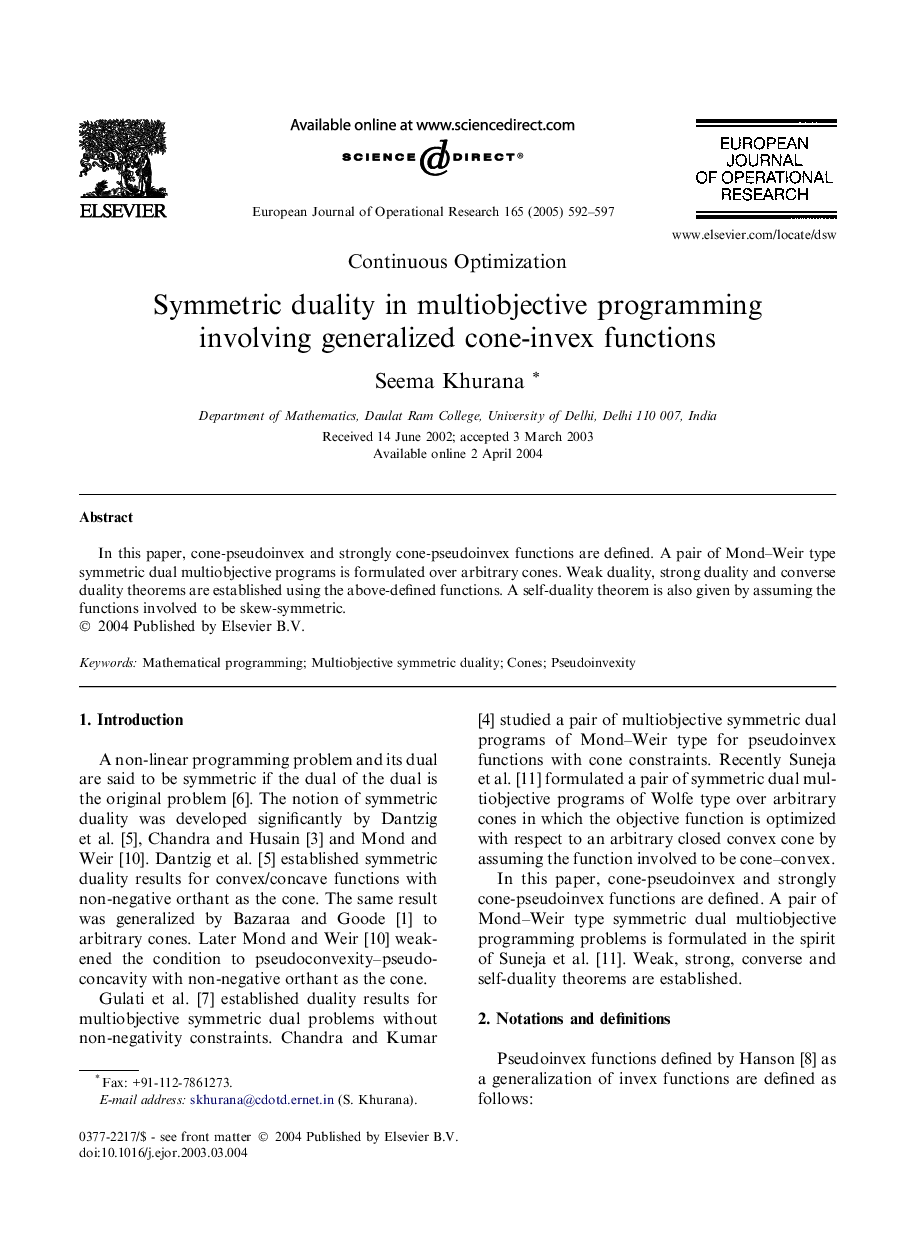 Symmetric duality in multiobjective programming involving generalized cone-invex functions