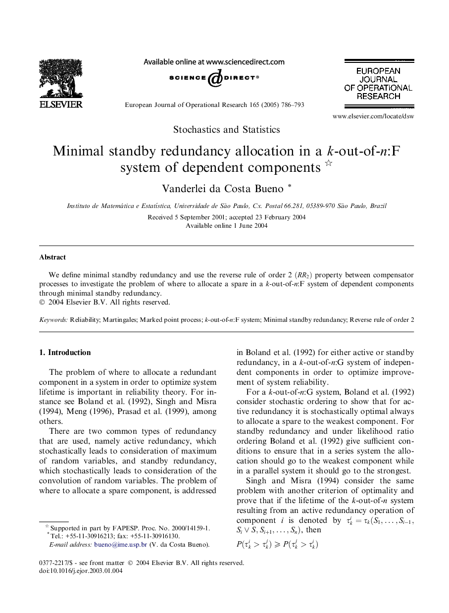 Minimal standby redundancy allocation in a k-out-of-n:F system of dependent components