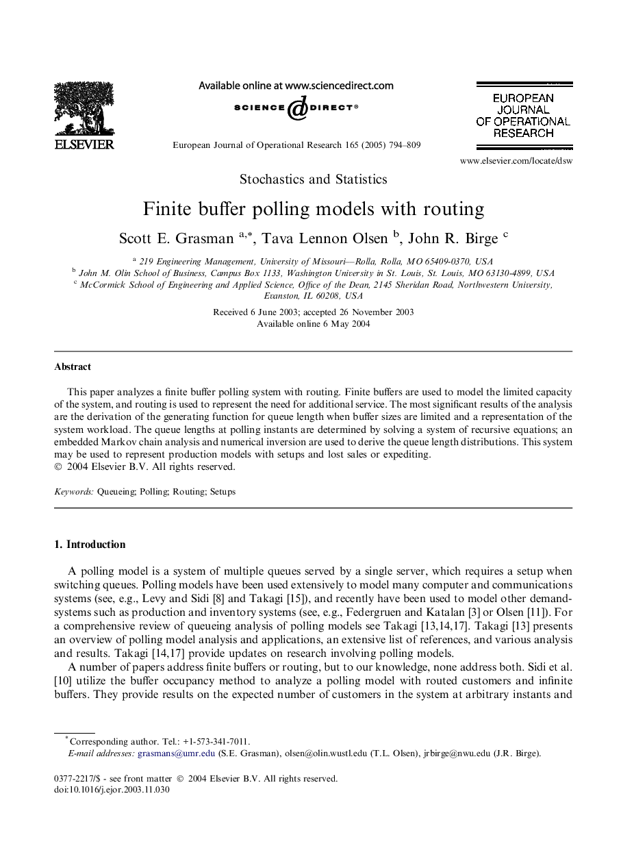 Finite buffer polling models with routing