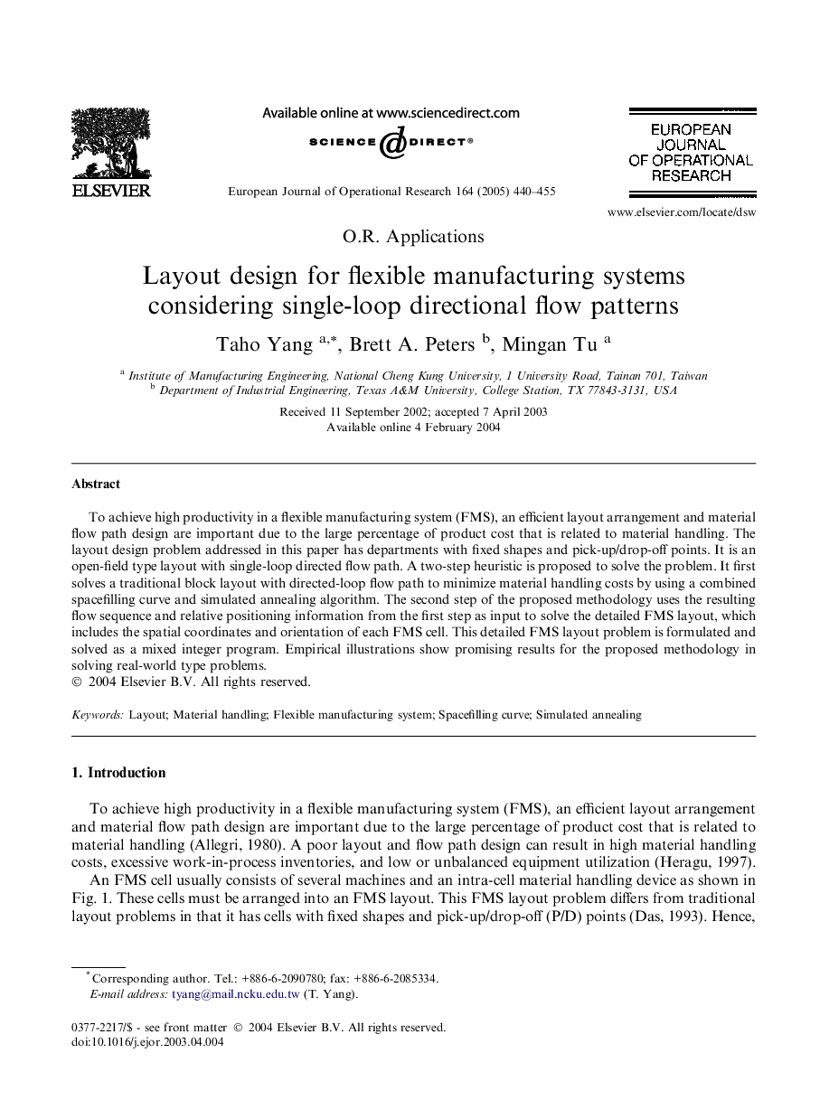 Layout design for flexible manufacturing systems considering single-loop directional flow patterns