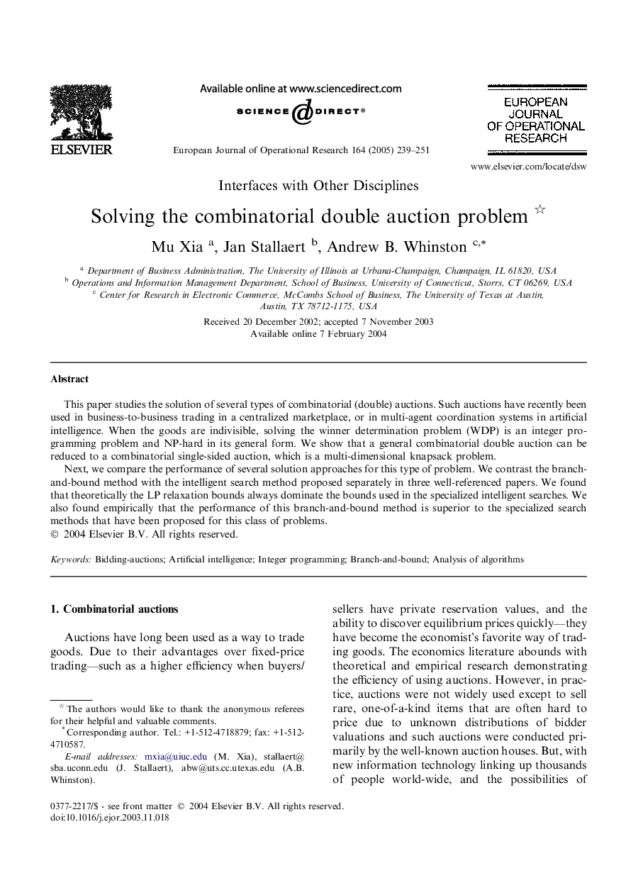 Solving the combinatorial double auction problem