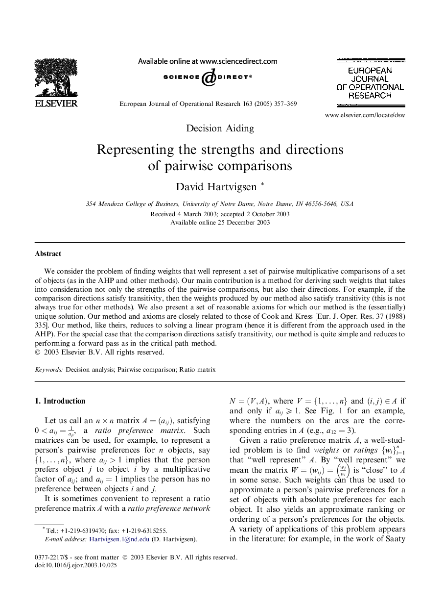 Representing the strengths and directions of pairwise comparisons