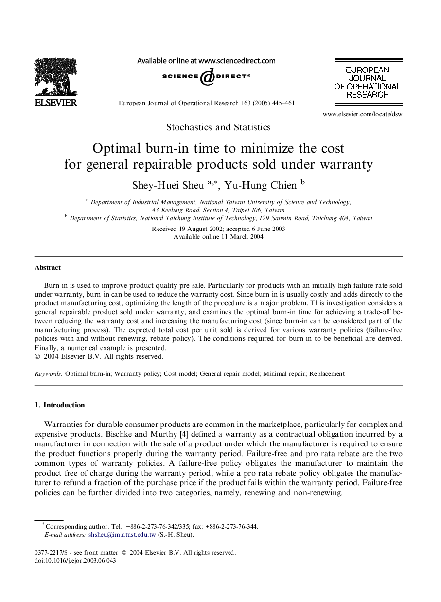 Optimal burn-in time to minimize the cost for general repairable products sold under warranty