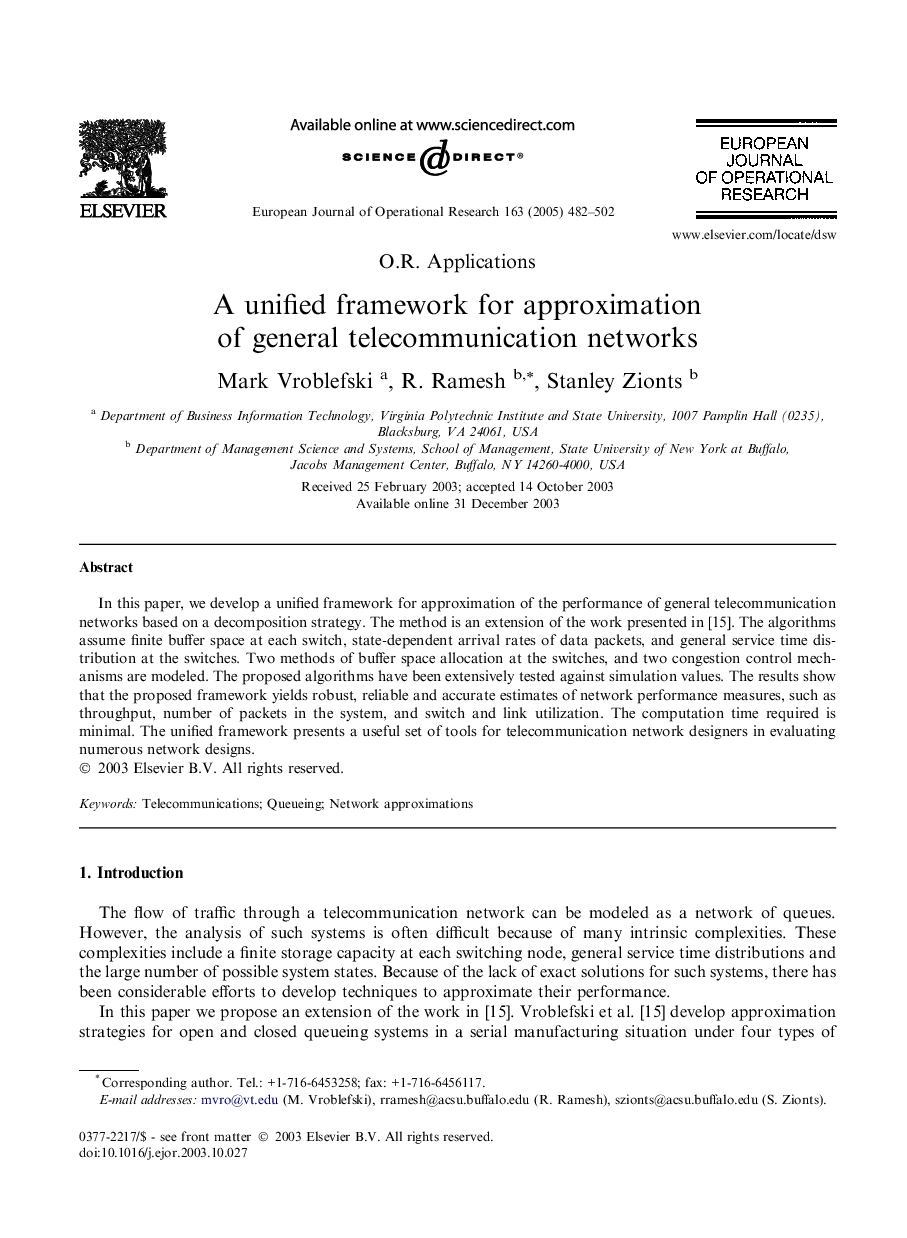 A unified framework for approximation of general telecommunication networks