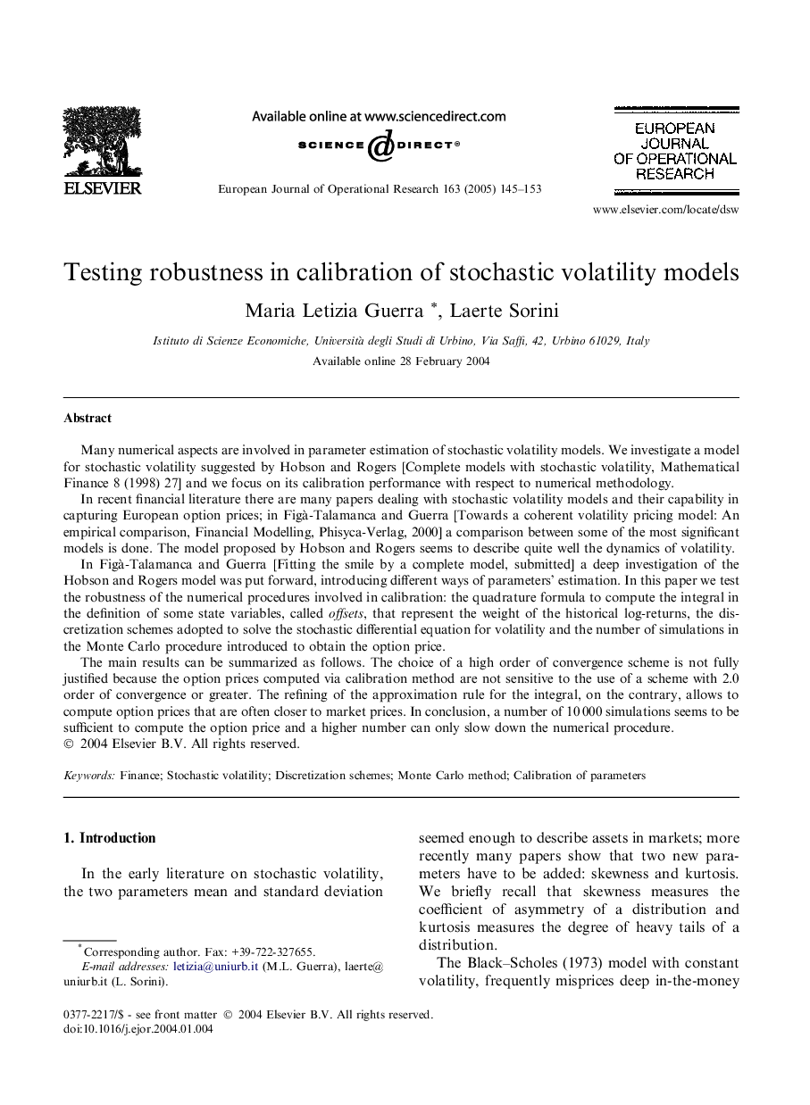 Testing robustness in calibration of stochastic volatility models