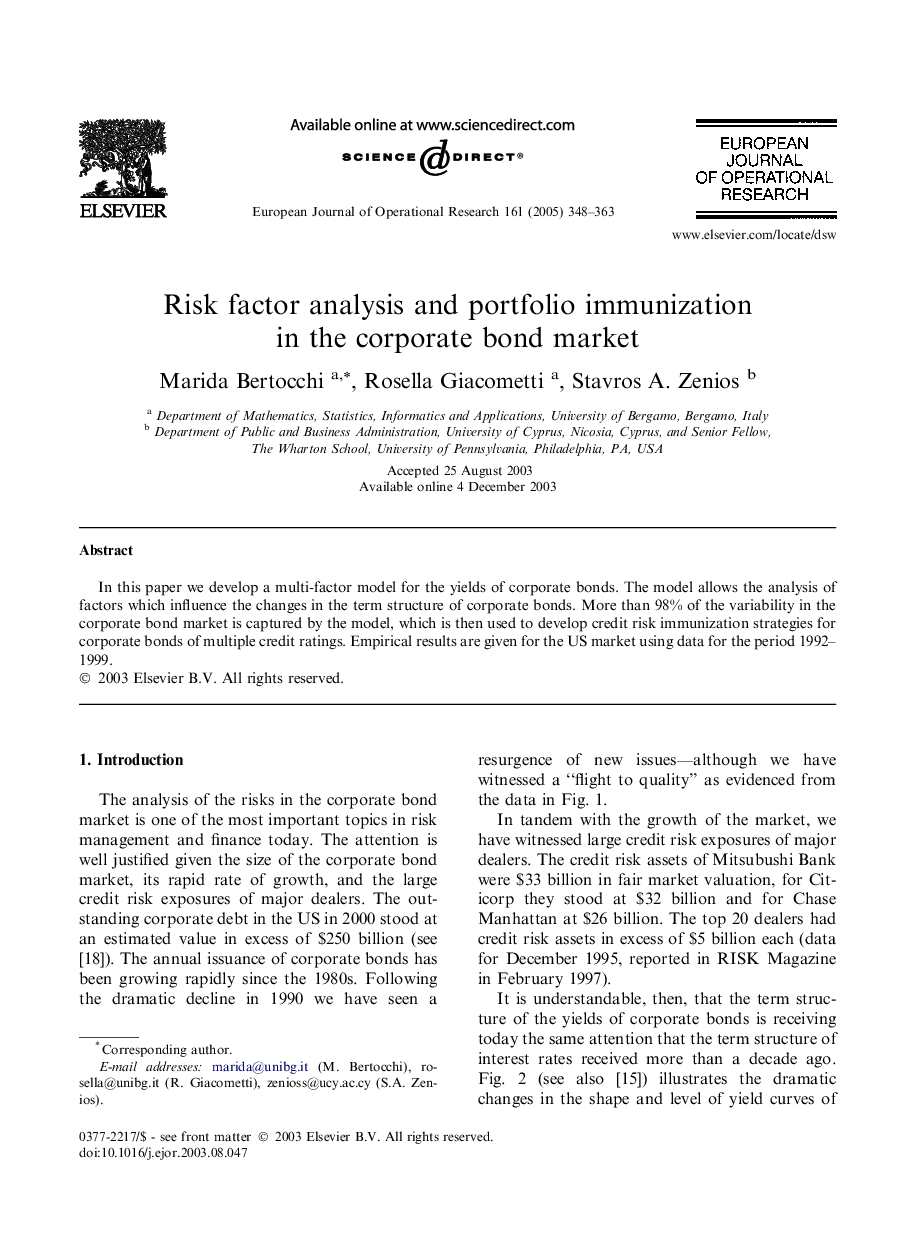 Risk factor analysis and portfolio immunization in the corporate bond market