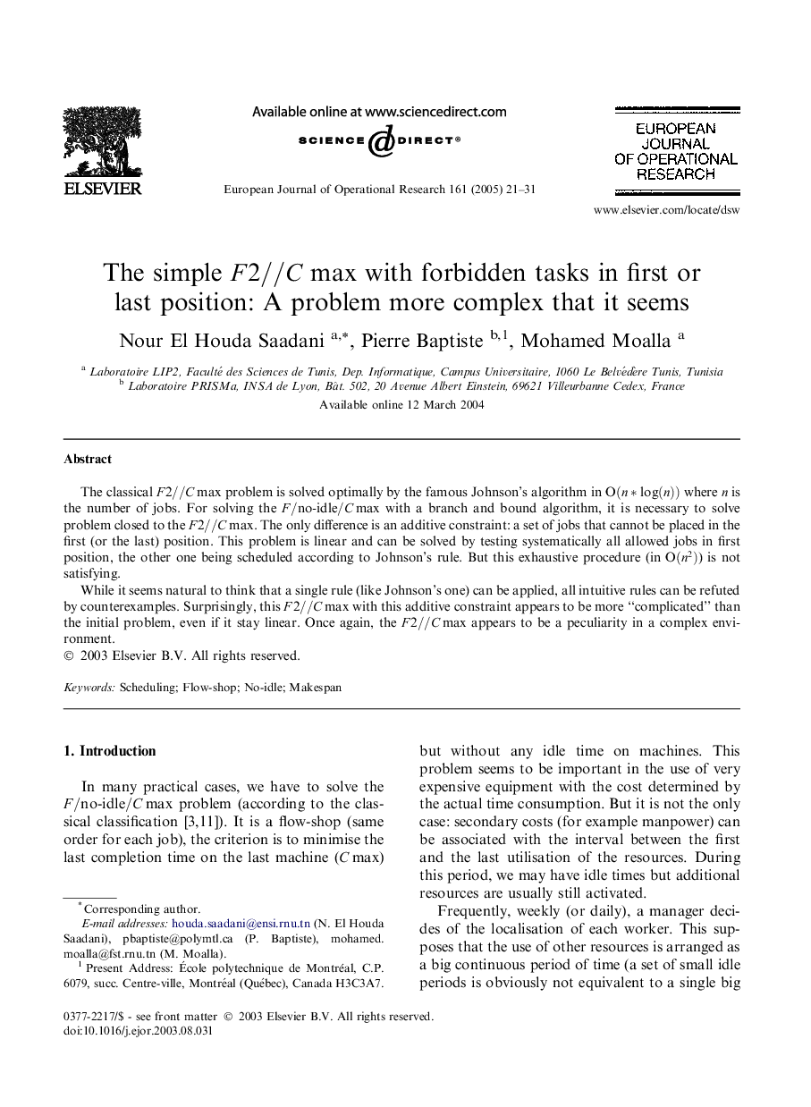 The simple F2//Cmax with forbidden tasks in first or last position: A problem more complex that it seems