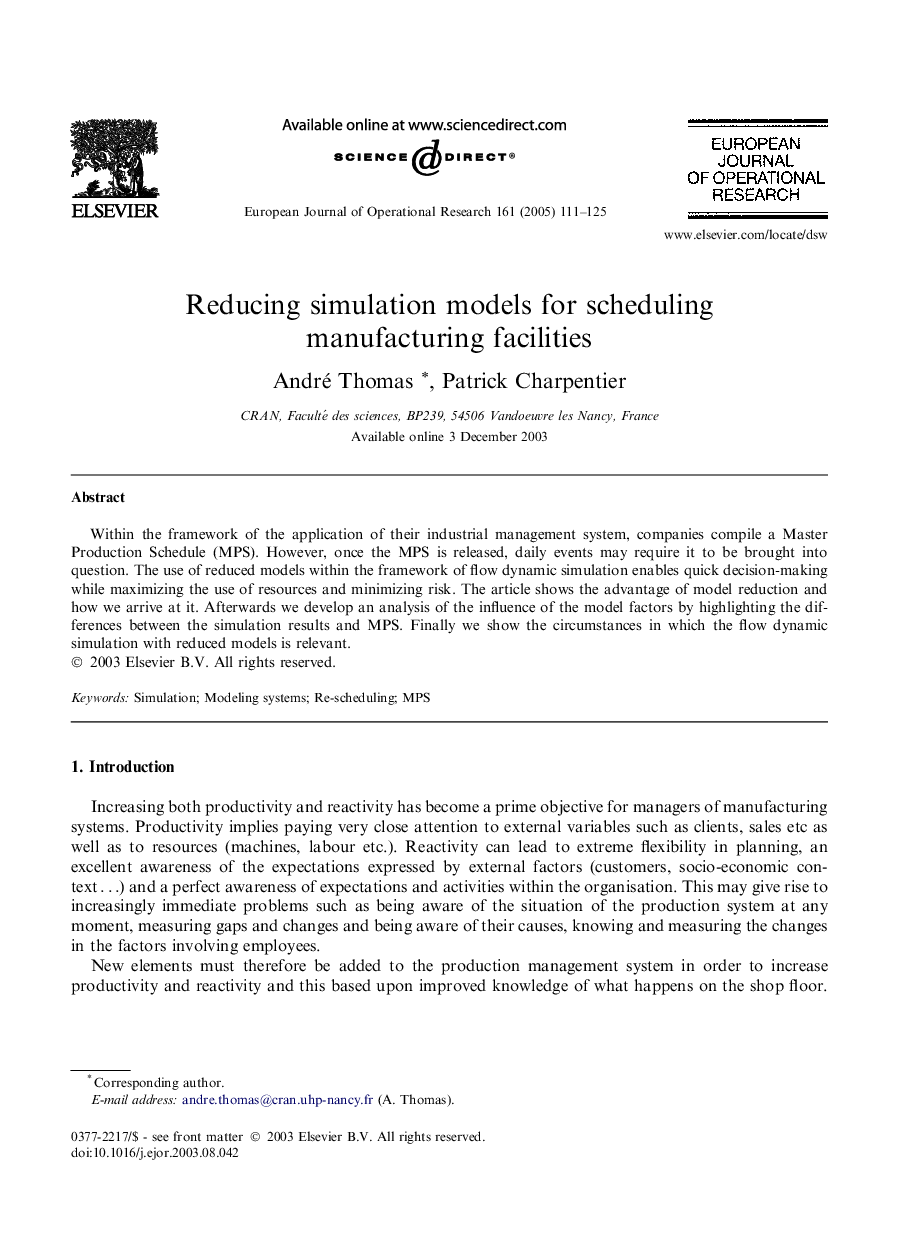 Reducing simulation models for scheduling manufacturing facilities