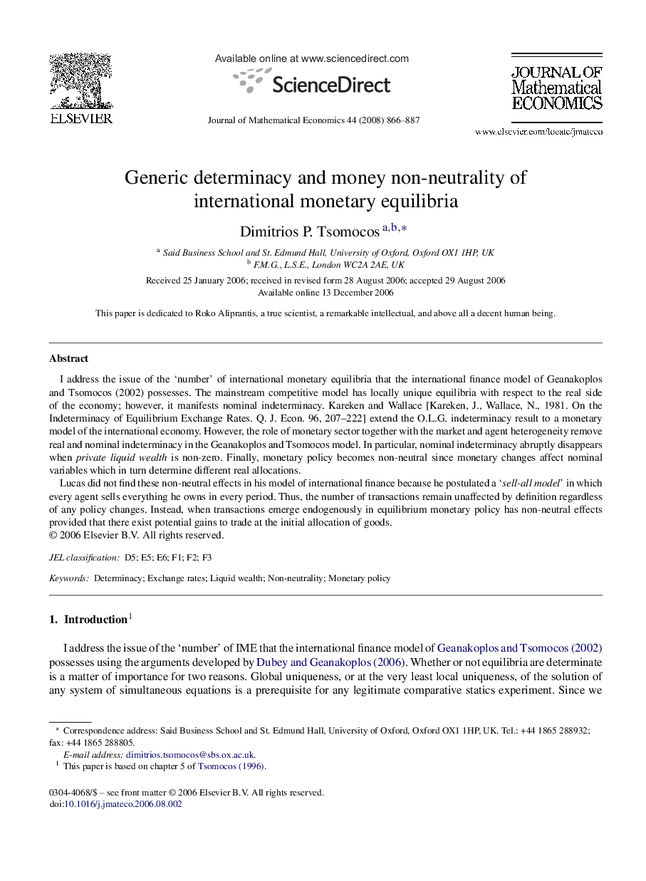 Generic determinacy and money non-neutrality of international monetary equilibria