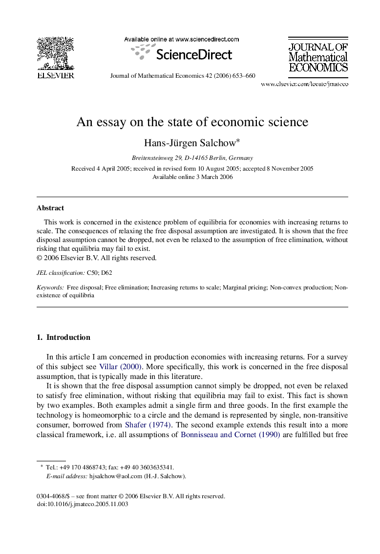 An essay on the state of economic science