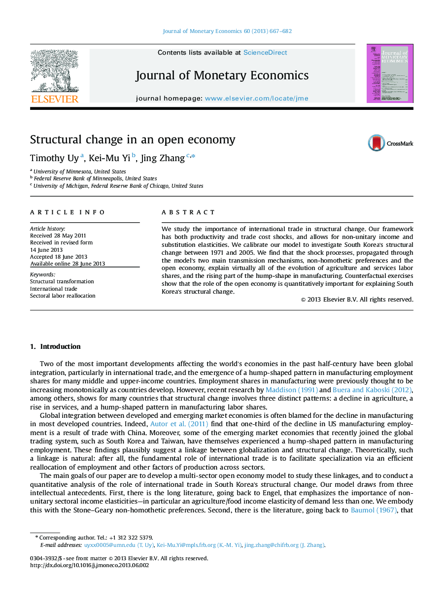 Structural change in an open economy