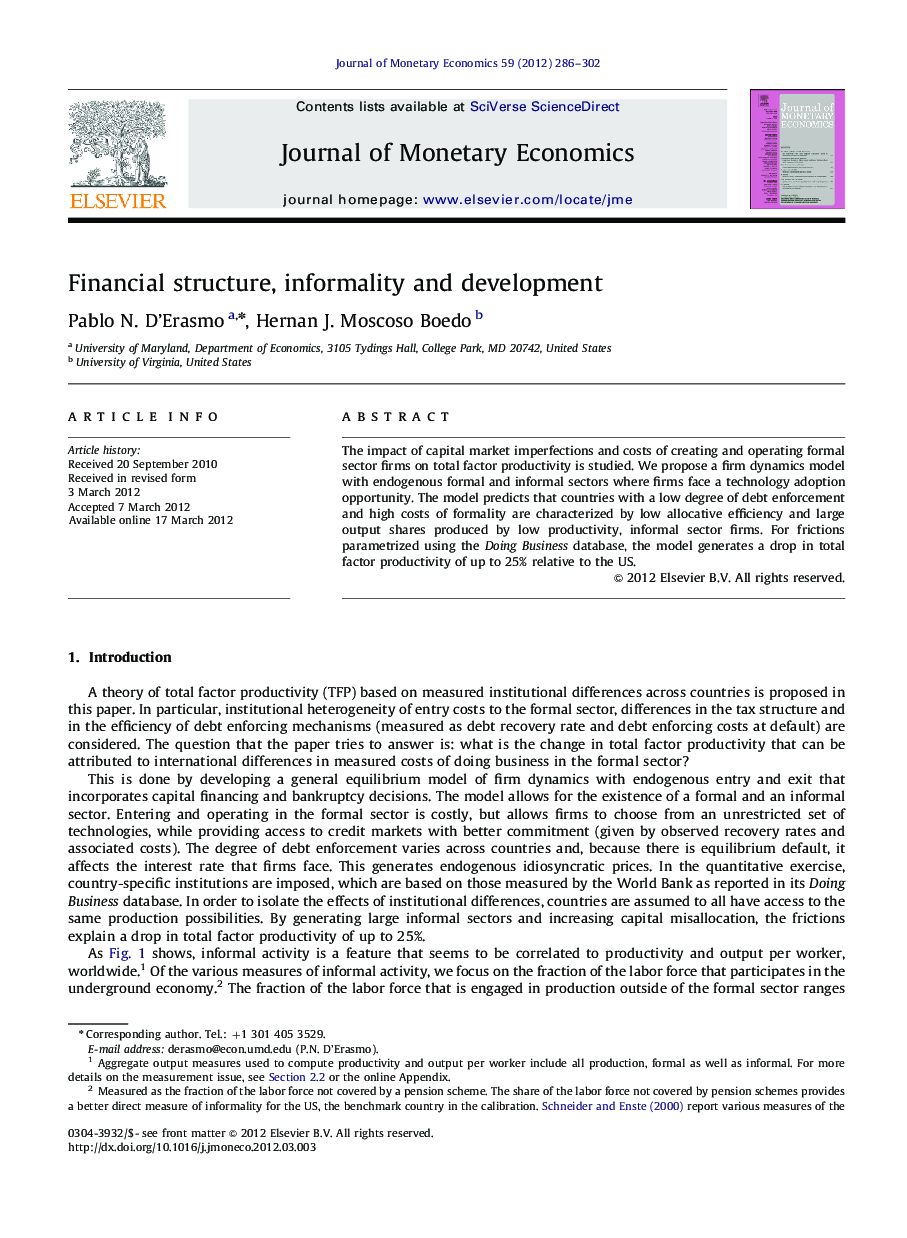 Financial structure, informality and development