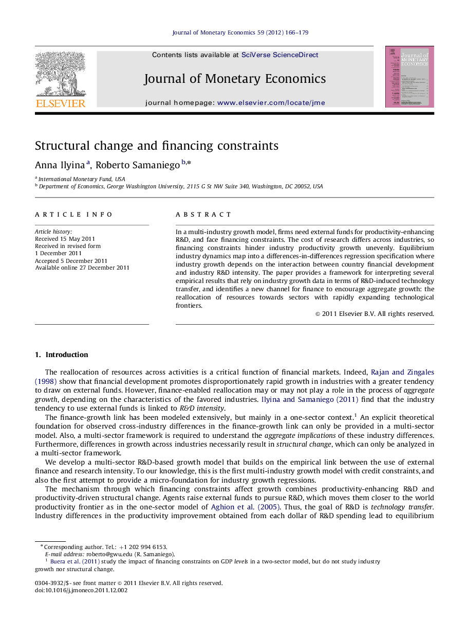 Structural change and financing constraints