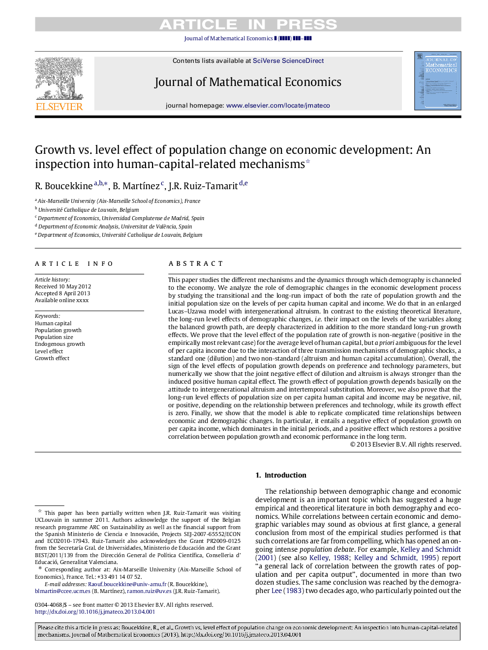 Growth vs. level effect of population change on economic development: An inspection into human-capital-related mechanisms