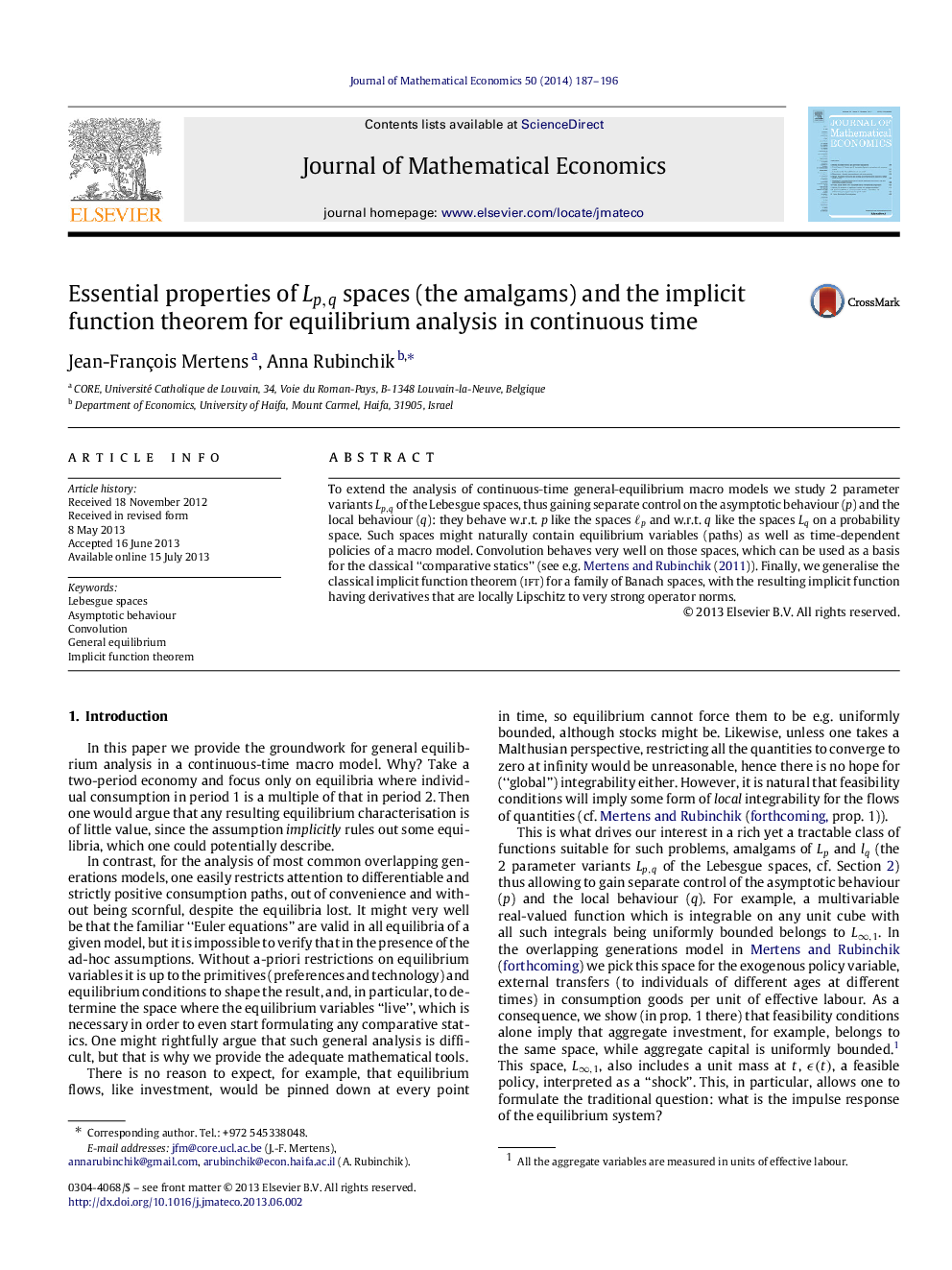 Essential properties of Lp,q spaces (the amalgams) and the implicit function theorem for equilibrium analysis in continuous time