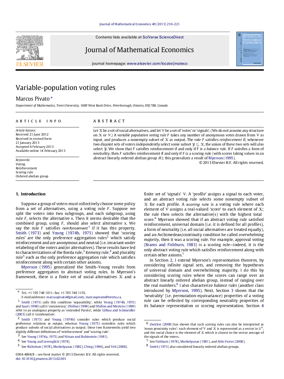 Variable-population voting rules