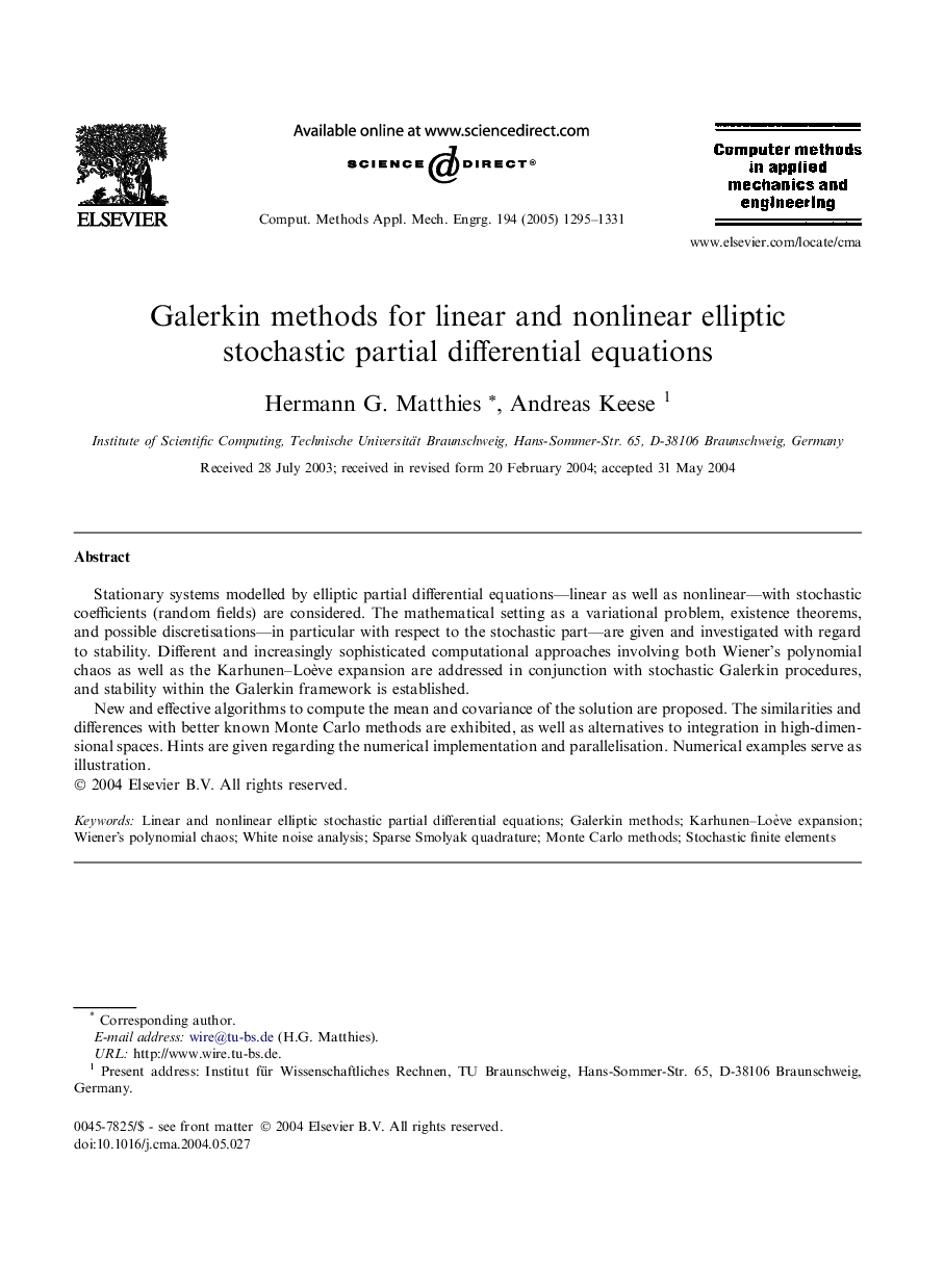 Galerkin methods for linear and nonlinear elliptic stochastic partial differential equations