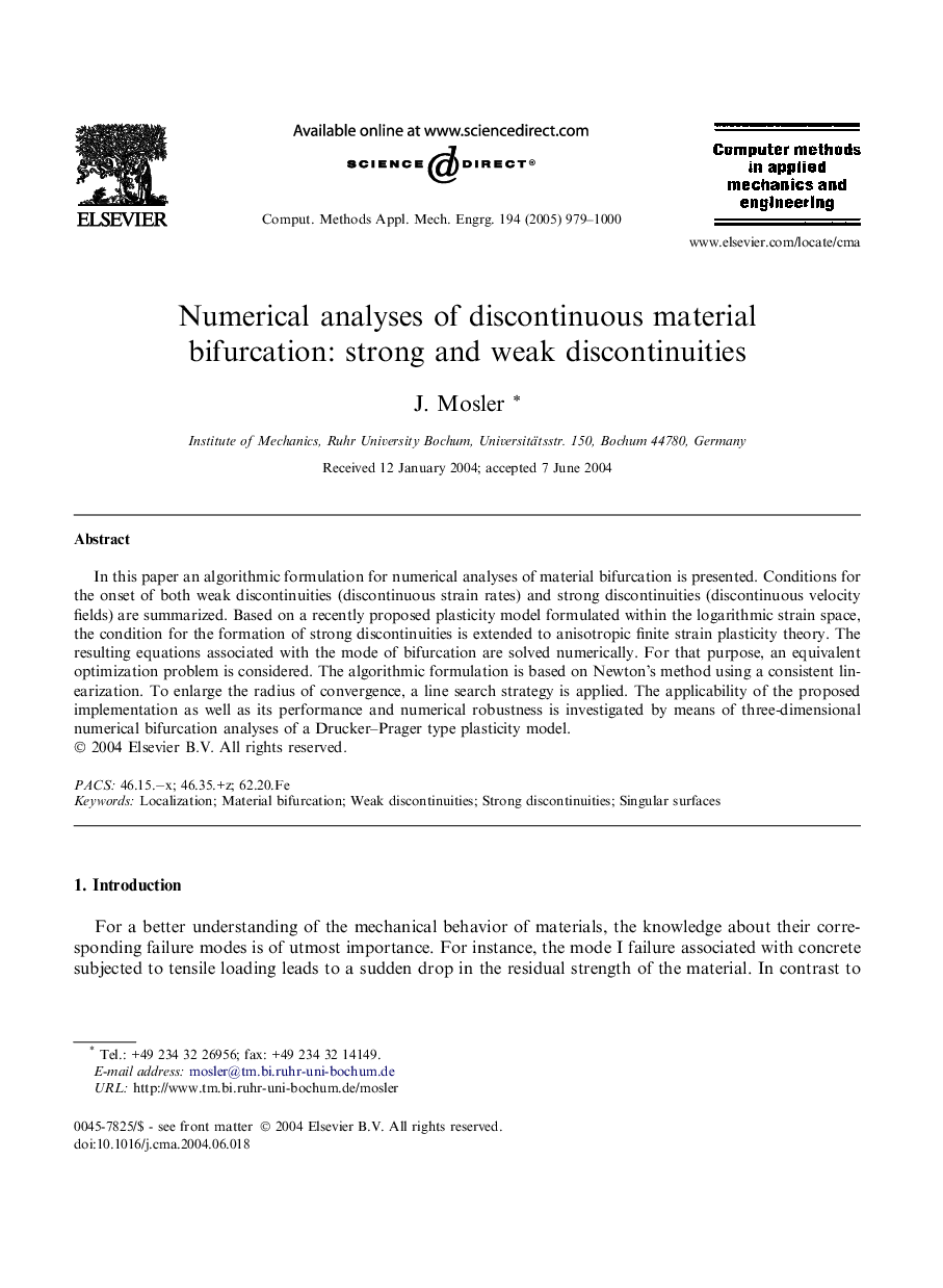 Numerical analyses of discontinuous material bifurcation: strong and weak discontinuities