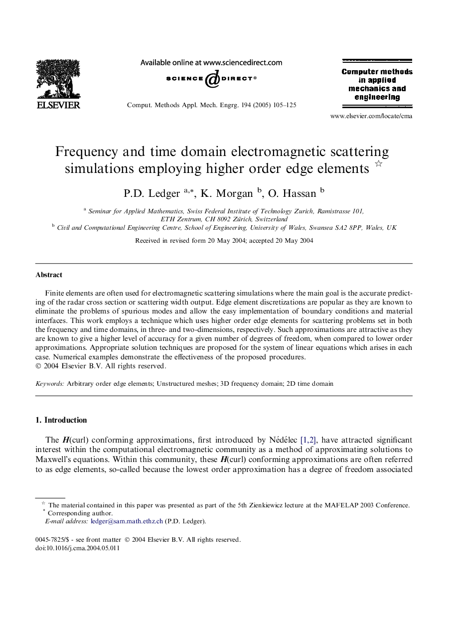 Frequency and time domain electromagnetic scattering simulations employing higher order edge elements