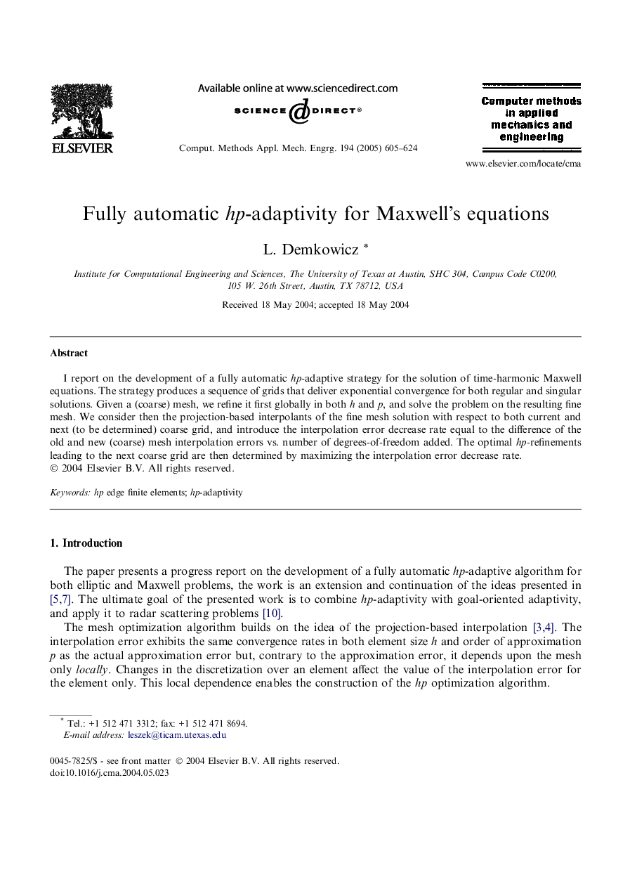 Fully automatic hp-adaptivity for Maxwell's equations