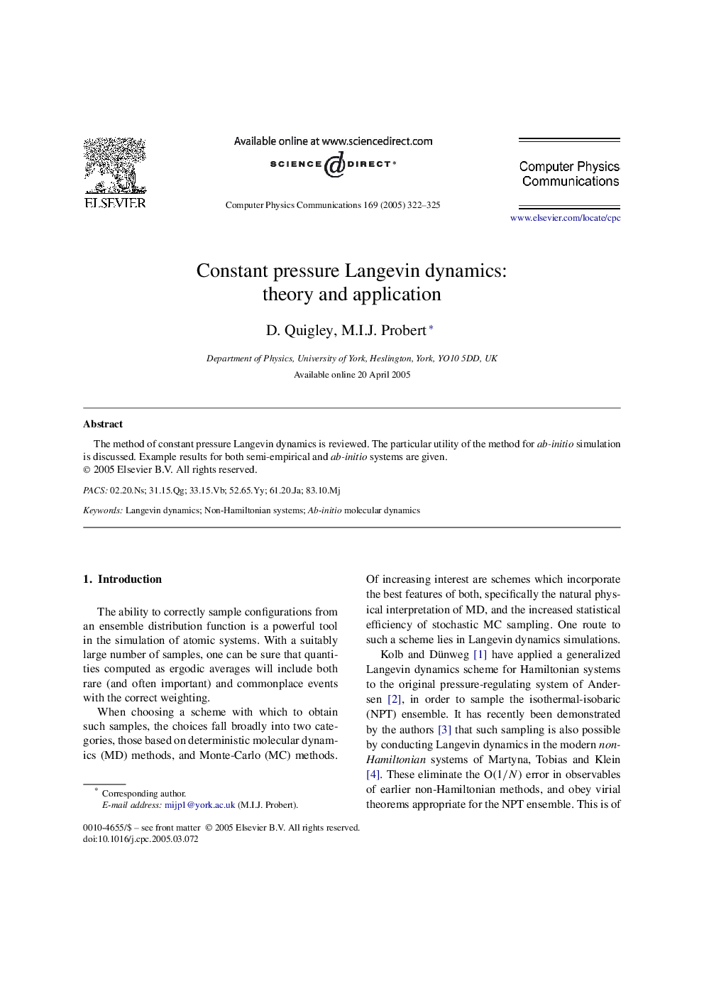 Constant pressure Langevin dynamics: theory and application