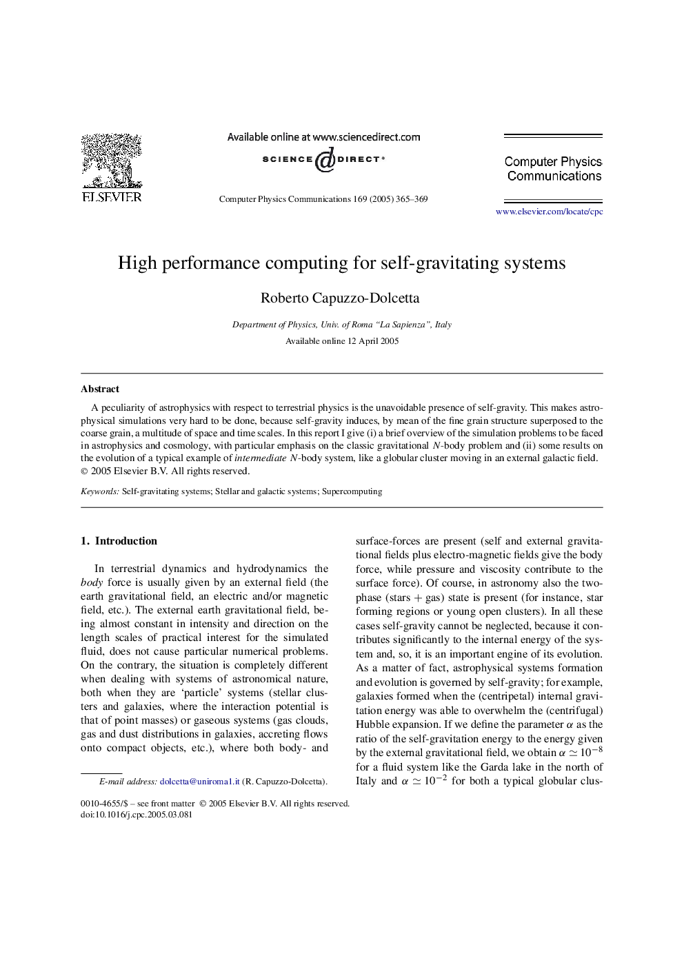 High performance computing for self-gravitating systems