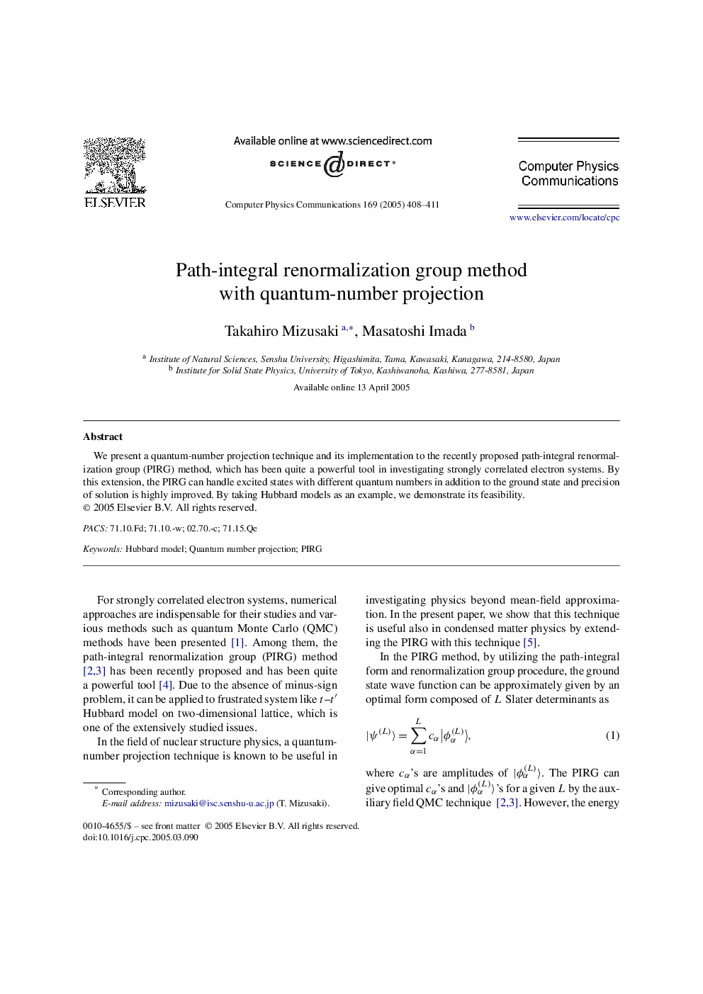 Path-integral renormalization group method with quantum-number projection