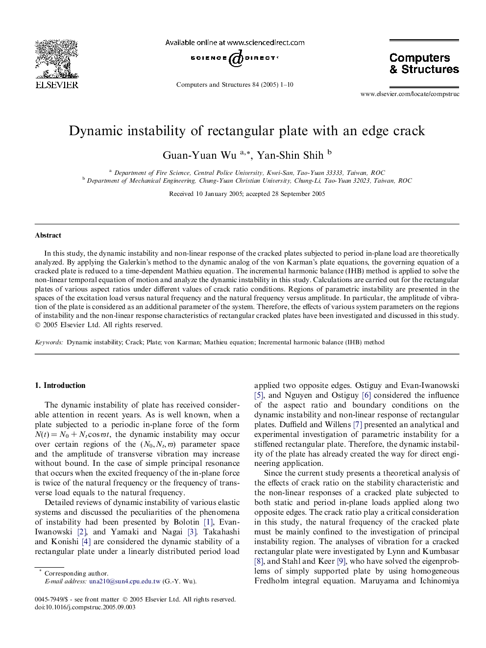 Dynamic instability of rectangular plate with an edge crack